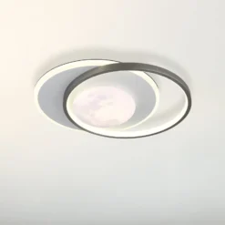 LED-Deckenleuchte Moon, schwarz/grau, Metall, 37 cm