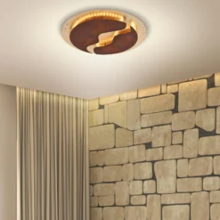 LED-Deckenleuchte Nevis, rund, Ø 50 cm, braun-gold