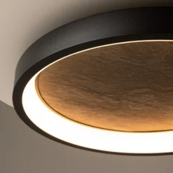 LED-Deckenleuchte Orign, Ø 60 cm, schwarz, Metall/Stein