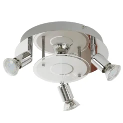 LED-Deckenleuchte Orna, rondell, vierflammig, chrom