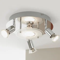 LED-Deckenleuchte Orna, rondell, vierflammig, chrom