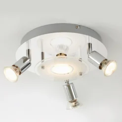 LED-Deckenleuchte Orna, rondell, vierflammig, chrom