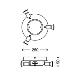 LED-Deckenleuchte Orna, rondell, vierflammig, chrom