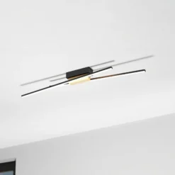 LED-Deckenleuchte Panagria, schwarz mit Holzdetail