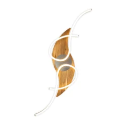 LED-Deckenleuchte Panama curved, eiche/nickel, Länge 128 cm