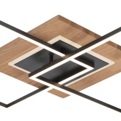 LED-Deckenleuchte Panama M Plus, eiche/schwarz, Länge 61 cm