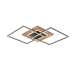 LED-Deckenleuchte Panama M Plus, eiche/schwarz, Länge 61 cm