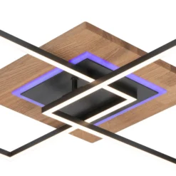 LED-Deckenleuchte Panama M Plus, eiche/schwarz, Länge 61 cm
