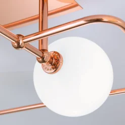 LED-Deckenleuchte Pipes in Kupfer mit Glaskugeln