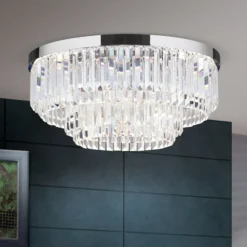 LED-Deckenleuchte Prism, chrom, Ø 55 cm