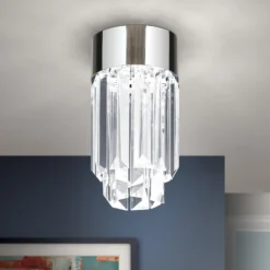 LED-Deckenleuchte Prism, Kristallglas, Ø10cm chrom