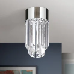 LED-Deckenleuchte Prism, Kristallglas, Ø10cm chrom