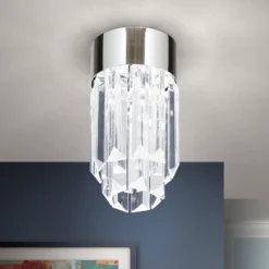 LED-Deckenleuchte Prism, Kristallglas, Ø10cm chrom