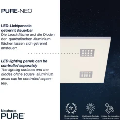 LED-Deckenleuchte PURE Neo, 62 cm, alu, CCT, Fernbedienung