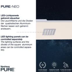 LED-Deckenleuchte PURE Neo, 120 cm, alu, CCT, Fernbedienung