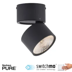 LED-Deckenleuchte PURE Nola, einflammig, schwarz