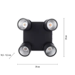 LED-Deckenleuchte PURE Nola, vierflammig, schwarz