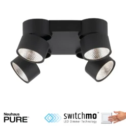 LED-Deckenleuchte PURE Nola, vierflammig, schwarz