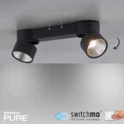 LED-Deckenleuchte PURE Nola, zweiflammig, schwarz