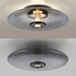 LED-Deckenleuchte PURE Vitrum, grau, Glas/Aluminium, Ø 45 cm