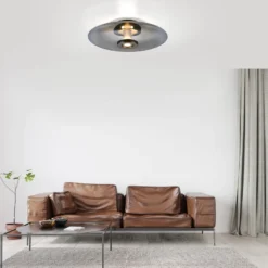 LED-Deckenleuchte PURE Vitrum, grau, Glas/Aluminium, Ø 45 cm