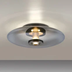 LED-Deckenleuchte PURE Vitrum, grau, Glas/Aluminium, Ø 45 cm