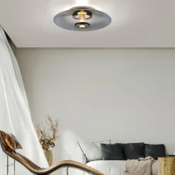 LED-Deckenleuchte PURE Vitrum, grau, Glas/Aluminium, Ø 45 cm