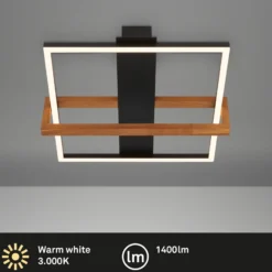 LED-Deckenleuchte 3775015 Quadrat 1fl. mit Holz