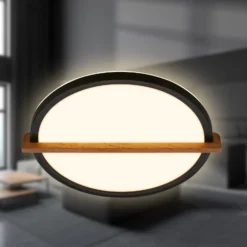 LED-Deckenleuchte Remsa, Ø 30 cm, Kunststoff, schwarz