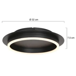 LED-Deckenleuchte Ringlux, schwarz, Ø 32 cm, Metall