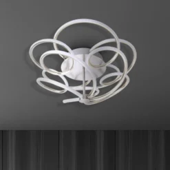 LED-Deckenleuchte Rizado, step-dim, nickel satin