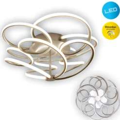 LED-Deckenleuchte Rizado, step-dim, nickel satin