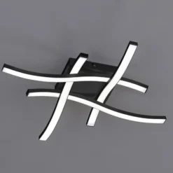 LED-Deckenleuchte Route in Schwarz, vierflammig