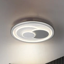 LED-Deckenleuchte Ruiz I, weiß/silber, Ø 48 cm, CCT