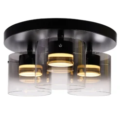 LED-Deckenleuchte Salerno, 2.700 K, 3-fl., schwarz