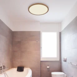 LED-Deckenleuchte Sapana Ø 29,5 cm Holzoptik