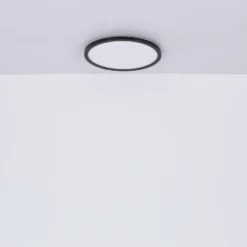 LED-Deckenleuchte Sapana, schwarz, rund, dimmbar