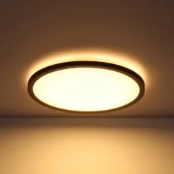 LED-Deckenleuchte Sapana, schwarz, rund, dimmbar