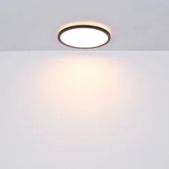 LED-Deckenleuchte Sapana, schwarz, rund, dimmbar