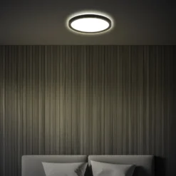 LED-Deckenleuchte Tava, schwarz, Ø 24 cm, Kunststoff