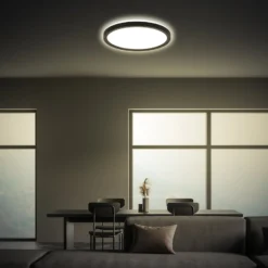 LED-Deckenleuchte Tava, schwarz, Ø 24 cm, Kunststoff