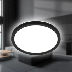 LED-Deckenleuchte Tava, schwarz, Ø 24 cm, Kunststoff