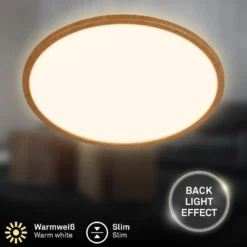 LED-Deckenleuchte Tava Wood, Ø 42 cm, Kunststoff, 3.000 K