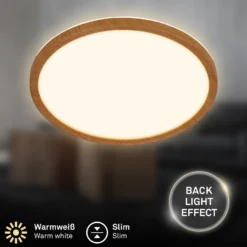 LED-Deckenleuchte Tava Wood, Ø 29 cm, Kunststoff, 3.000 K
