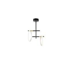 LED-Deckenleuchte Ulaop, zwei Ringe, schwarz