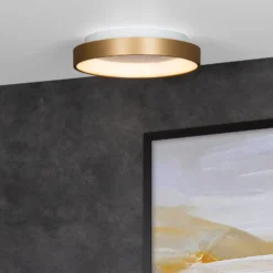 LED-Deckenleuchte Vidal, gold, Ø 28 cm, dimmbar, Acryl