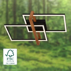 LED-Deckenleuchte 3776015 zweiflammig mit Holz