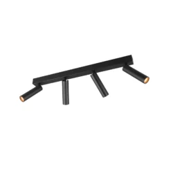 LED-Deckenspot Ambala, 4-fl., schwarz, Metall, CCT, dimmbar