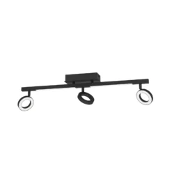 LED-Deckenspot Cardillio 2 schwarz mit drei Ringen