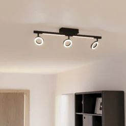 LED-Deckenspot Cardillio 2 schwarz mit drei Ringen